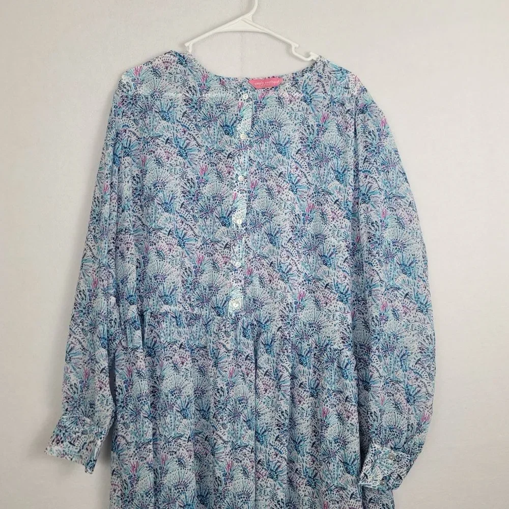 Simply Southern Large Long Sleeve Oversized Dress Colorful Flowy lightweight